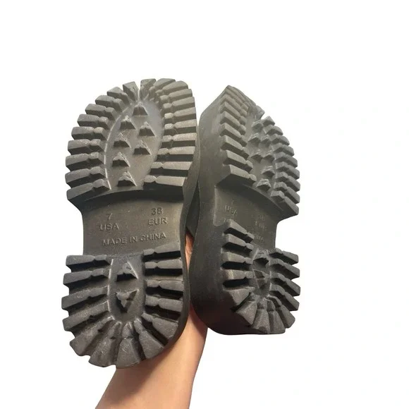 Jeffrey Campbell Shoes Womens 7 Clogge Platform Chunky Lugsole Mule Clogs Black - Picture 4 of 4